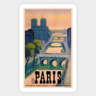 Paris France Vintage Travel Poster 1937 Sticker